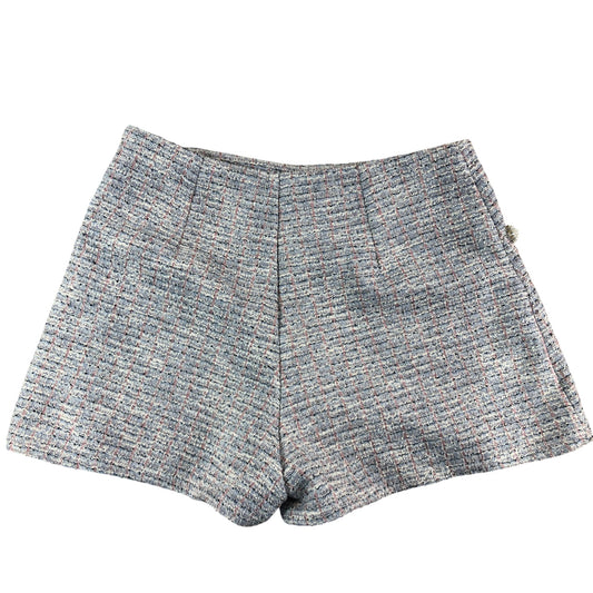 River Island Skirt UK 12 Women's Light Purple Tweed Knee Length With Buttons