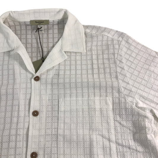 River Island Short Sleeve Casual Shirt Men's White Checked Button Up Size Small