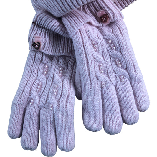 Baker By Ted Baker Girls Cable Knit Hat And Gloves Set 7-10 Years Pink