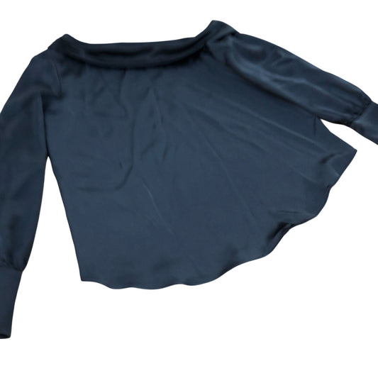 River Island Off The Shoulder Blouse UK Size 8 Women's Long Sleeve Black Satin