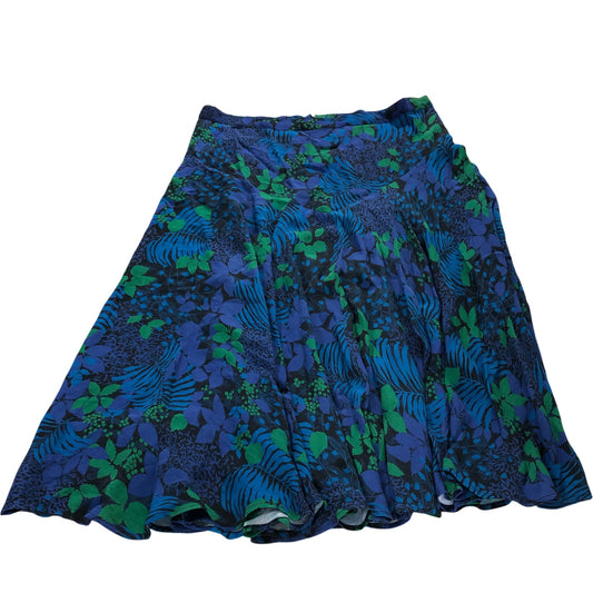 Branded Blue Leaf Print Skirt - Size 18