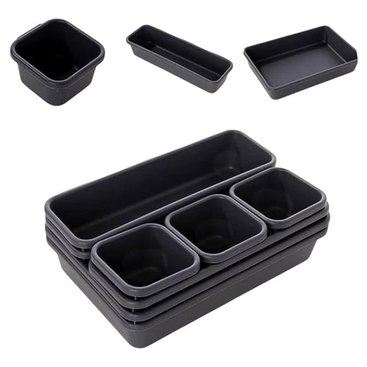 Interlocking Desk/Jewellery Organiser with Compartments Grey Plastic Storage