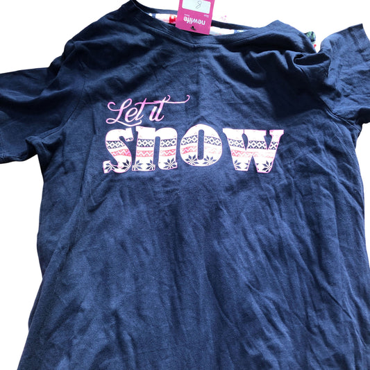 Let It Snow Pyjamas Small Women's Cotton Blend Christmas Loungewear Size 8