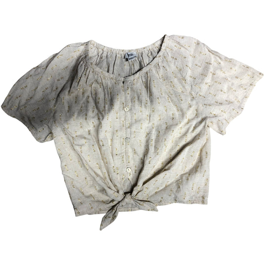 River Island Girls Beige Button Front Blouse UK9-10 Casual Twist Tie Top