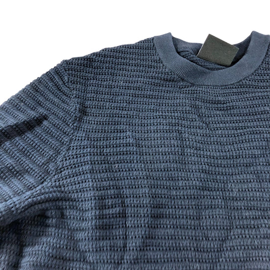 Navy Blue Waffle Knitted Sweater - Size Medium