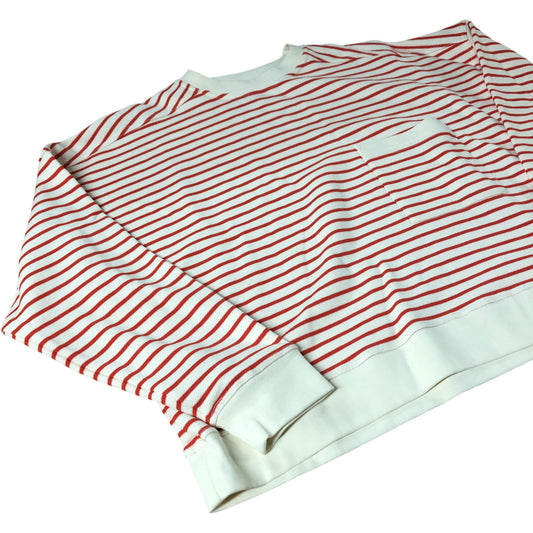 Branded Striped Sweater Red White Cotton Crew Neck Long Sleeve Top Size 12