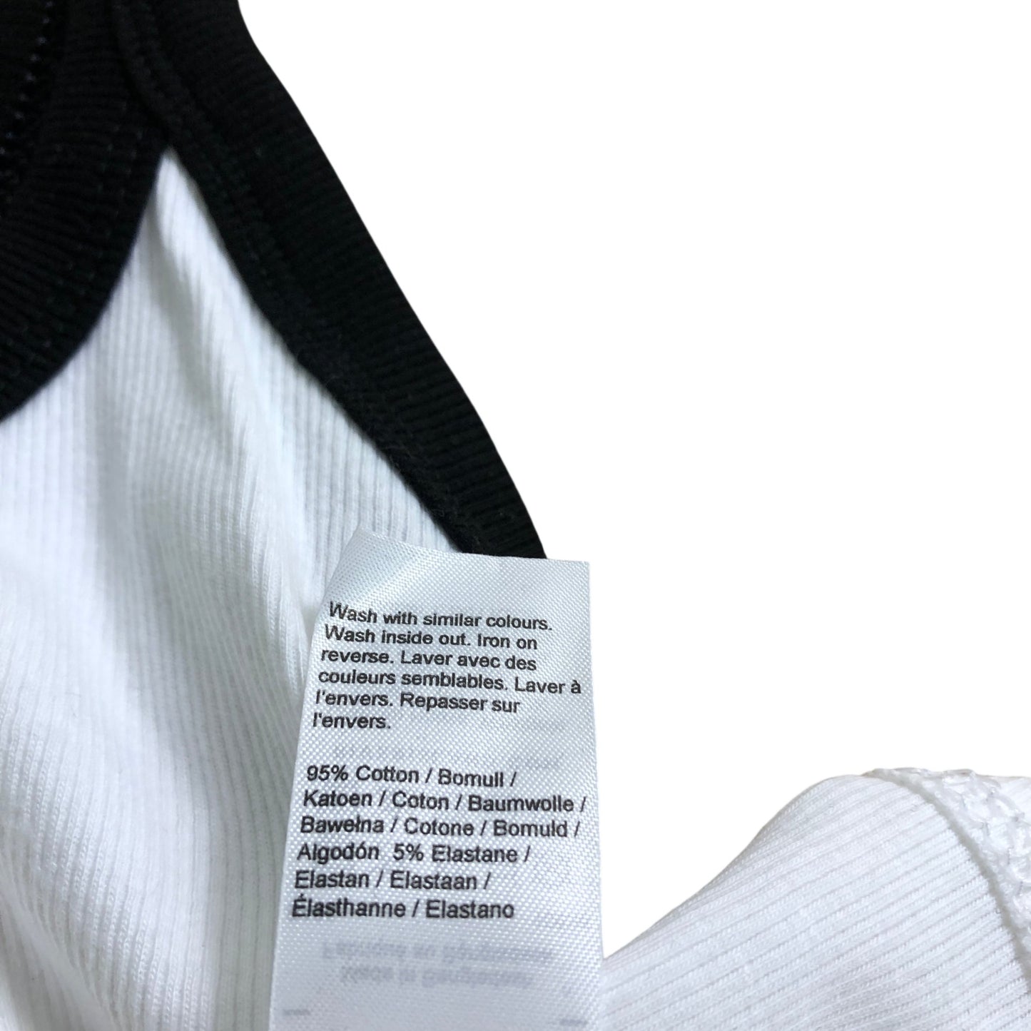 River Island Tank Top UK L Women's Cotton Blend White with Black Trim