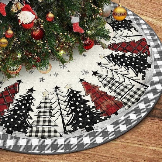 Christmas Tree Skirt Black White Decorations 120cm