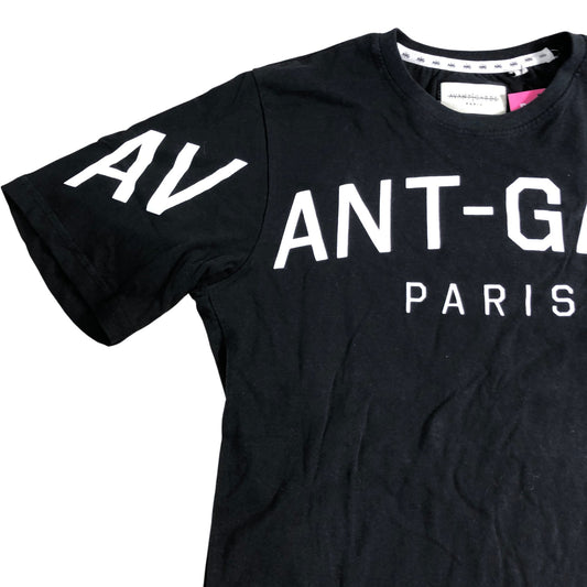 AVANT GARDE PARIS Men's Black T-Shirt White Print Cotton Casual Wear Small