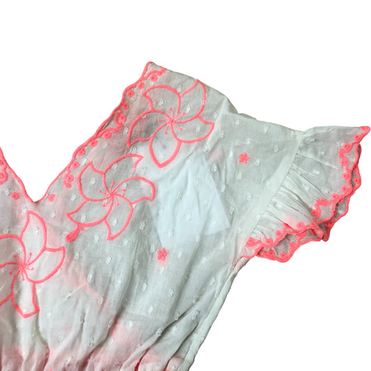 River Island Girls Floral Playsuit 12-18 Months White Pink Summer Style