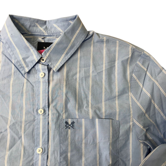 Crew Clothing Company Relaxed Fit Shirt Women's Light Blue Striped Cotton Size 8