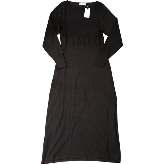 Mango Long Sleeve Midi Dress Women's Brown Viscose Blend Casual Style Size 8