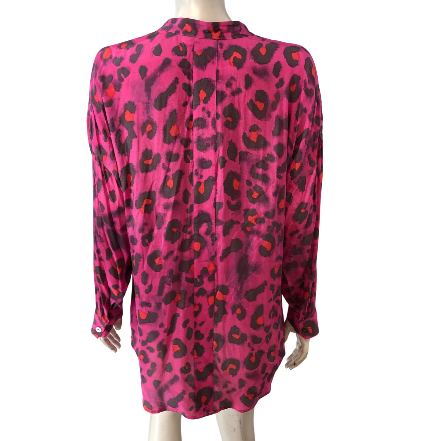 Branded Women's Pink Leopard Print Button Up Blouse Size UK 12