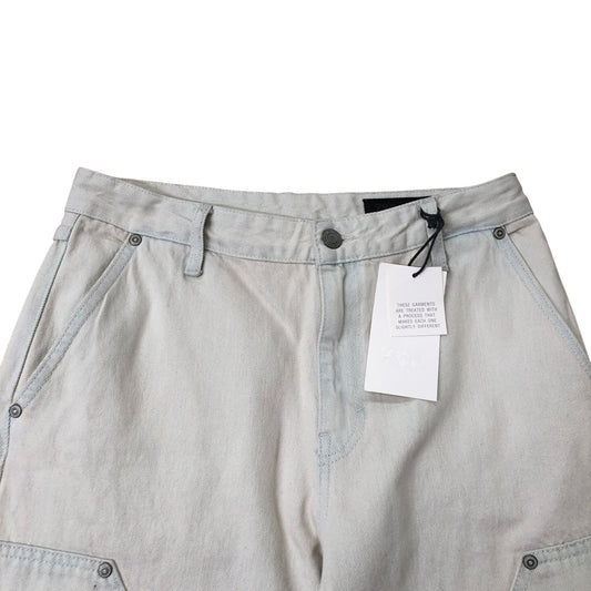 Zara Wide Leg Jeans UK 8 Tall Women's High Waisted Cotton Pale Blue