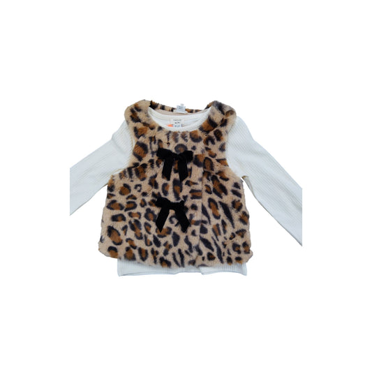 River Island Leopard Print Baby Vest 18-24 Months Girls Warm Fleece Layer