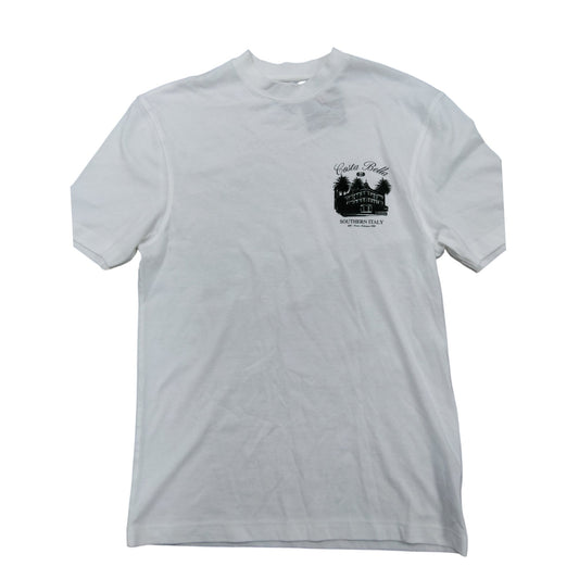 River Island Costa Bella Italy T-Shirt Men's New White Cotton Graphic Tee XS