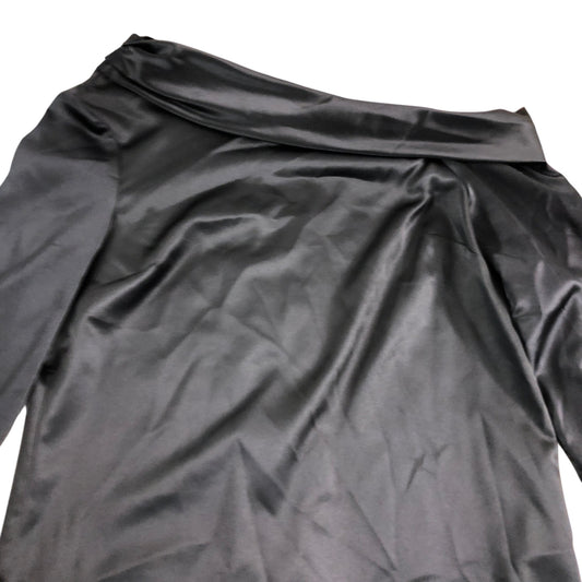 River Island Off Shoulder Blouse UK6 Women's Black Satin Long Sleeve Top