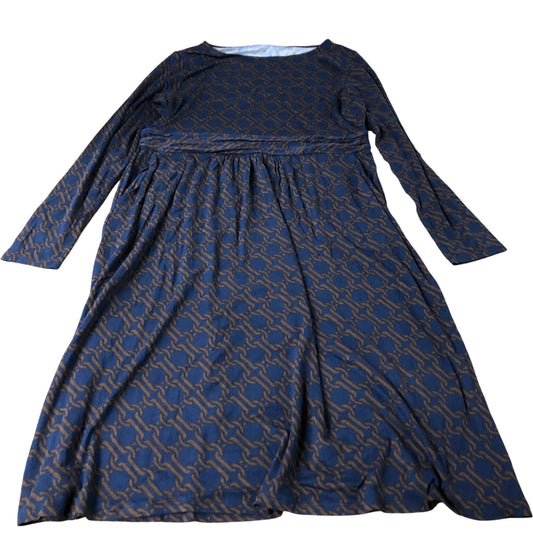 Long Sleeve Dress Women's Blue Patterned Viscose UK18