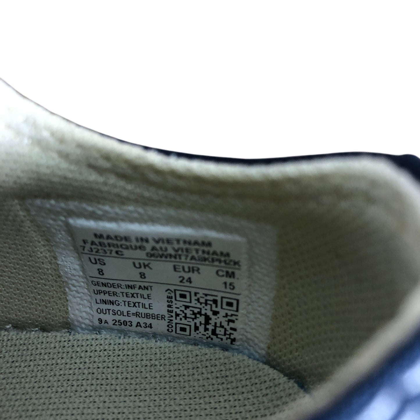 Converse All Star Kids Trainers Size 8 Unisex Navy Canvas Sneakers