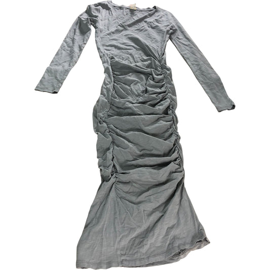 River Island Grey Ruched Long Sleeve Dress Women's Casual V Neck Size 12