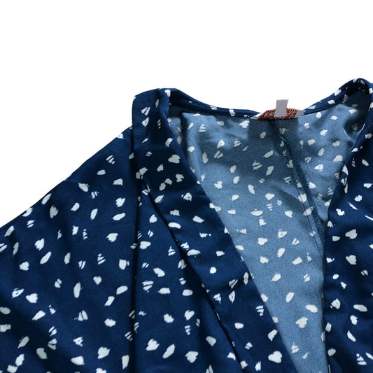 Dancing Leopard Wrap Dress Size 6 Women's Blue White Spot Pattern