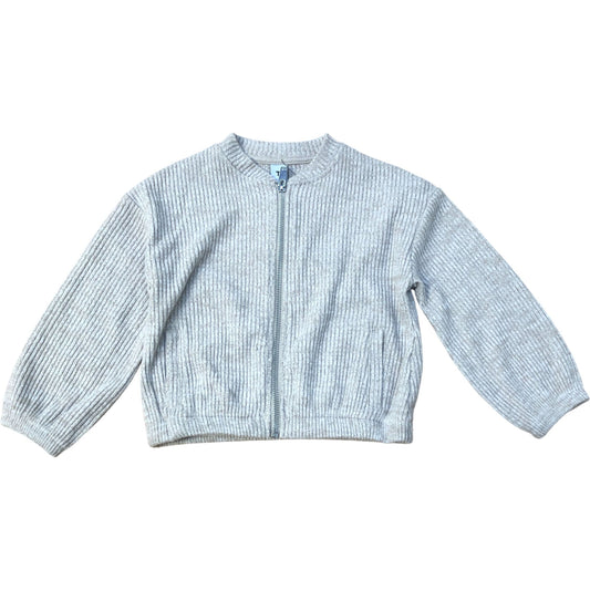 Kids Light Grey Zip Up Cardigan Ribbed Knit 4 Years