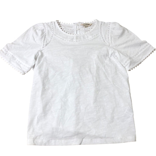 Boden Women's White Cotton Blouse Sleeve Pom Pom Detail UK10