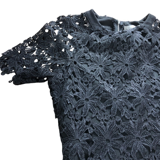 Forecast Lace Dress Size 8 Women's Black Short Sleeve Elegant Style