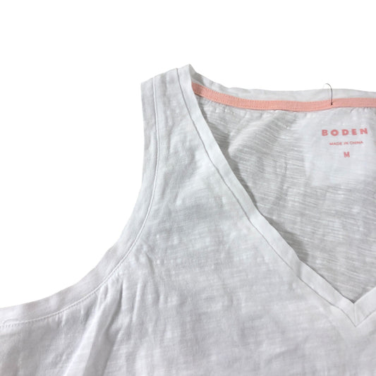Boden White V Neck Vest Top - Size 12