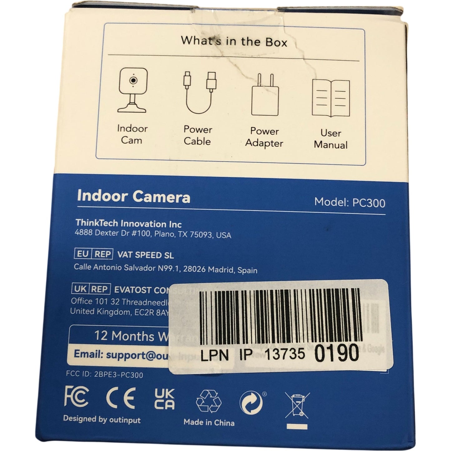 Outinput Indoor Camera PC300 2K Full HD Motion Detection Night Vision Audio