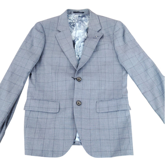 River Island Studios Grey Check Blazer UK38 Men Tailored Formal Jacket