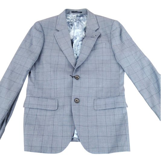 River Island Studios Grey Check Blazer UK38 Men Tailored Formal Jacket