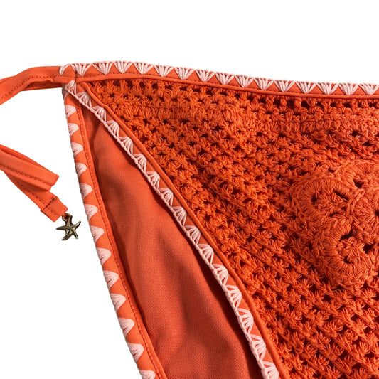 River Island Crochet Bikini Bottom UK16 Women's Orange Tie Side Swimwear