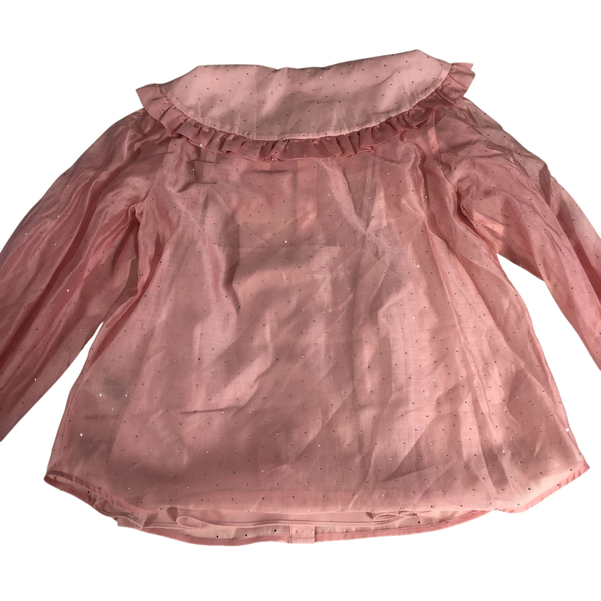 River Island Women's Pink Diamante Ruffled Blouse UK12
