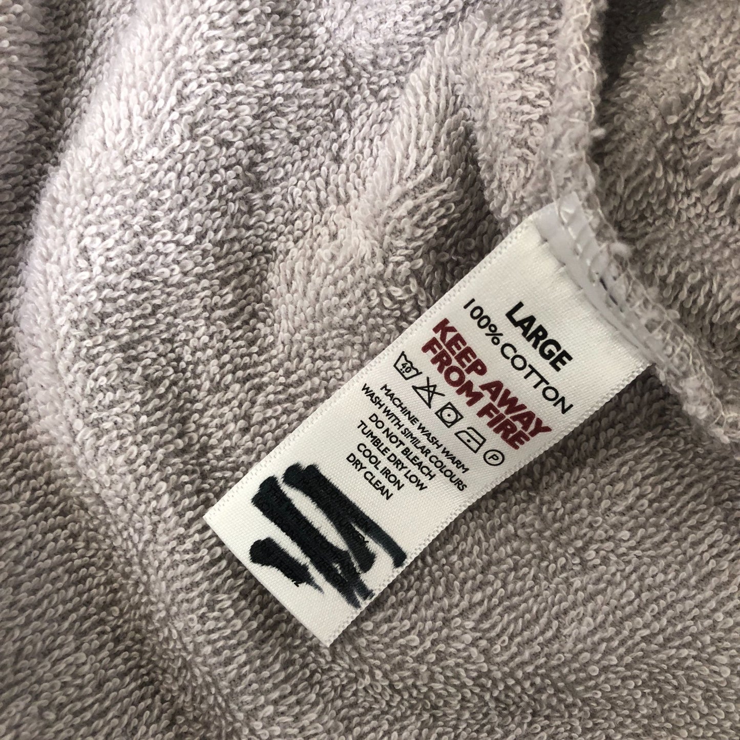 The White Company Fluffy Robe Women's Soft Grey 100% Cotton Loungewear Size 14