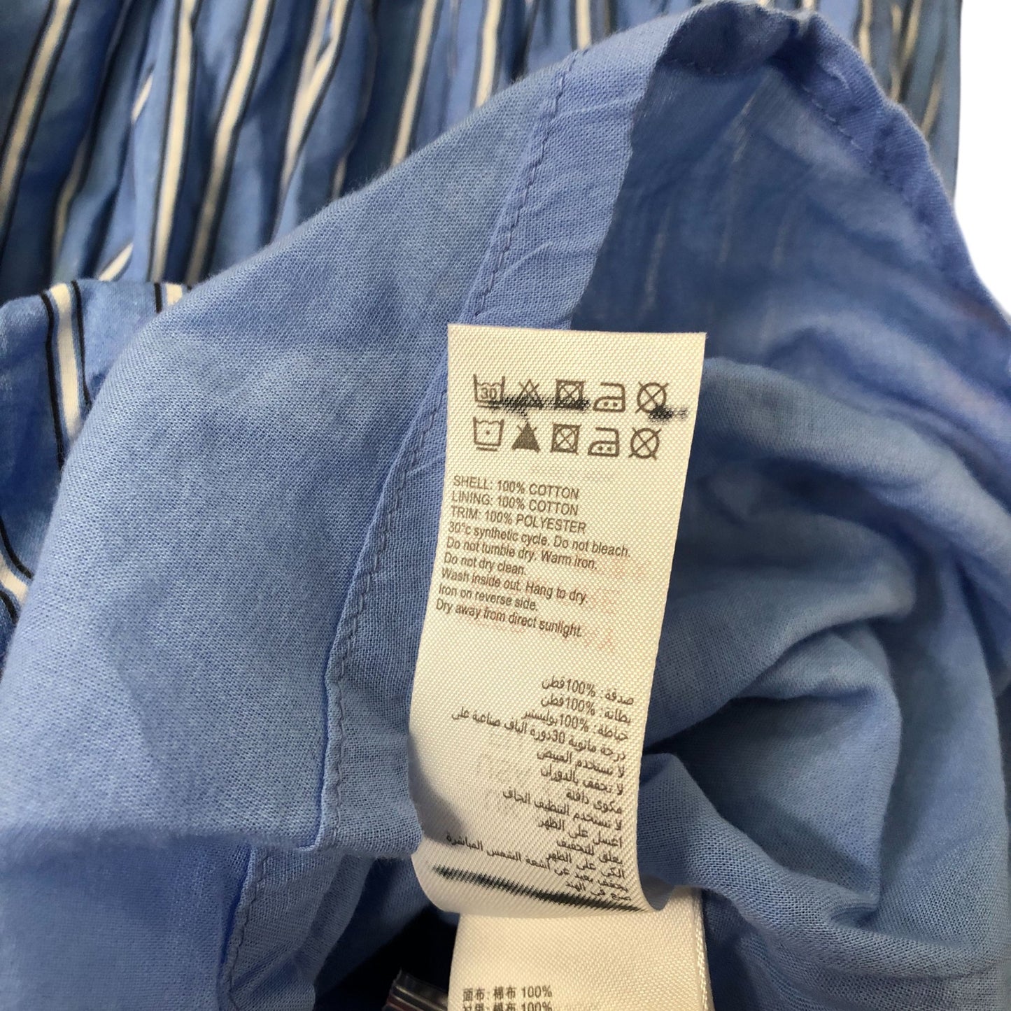 Blue Tiered Striped Summer Dress Size 16