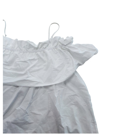 River Island Women's Ruffle Off Shoulder Top UK8 White Cotton Summer Blouse