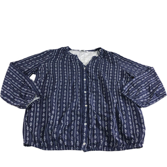 Women's Blouse Size 16 Navy Floral Button Up