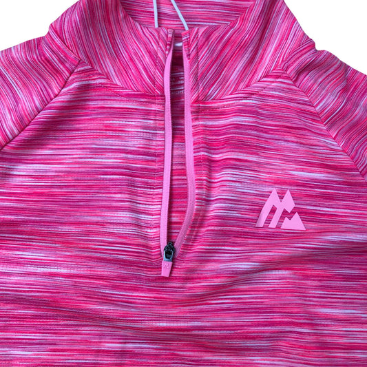 Montirex Zip Neck Top UKXS Women's Long Sleeve Sportswear Pink Stripe