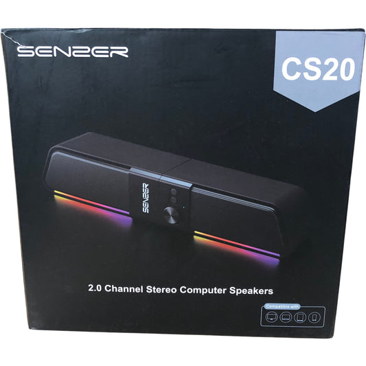 Senzer CS20 2.0 Channel Stereo Computer Speakers USB Powered Gaming Soundbar