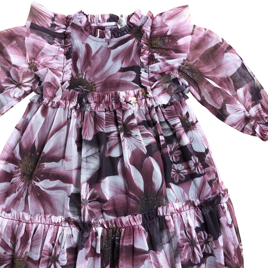 Branded Floral Dress 9-12M Baby Girls Long Sleeve Pink Flowy