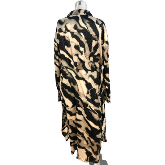 River Island Women's Cream Shirt Dress UK12 Animal Print Long Sleeve Style