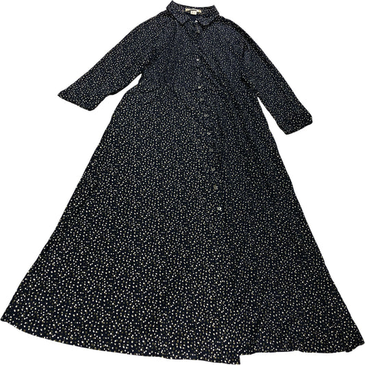 Navy Multi Spot Print Button Front Midi Dress Size UK8 Women's