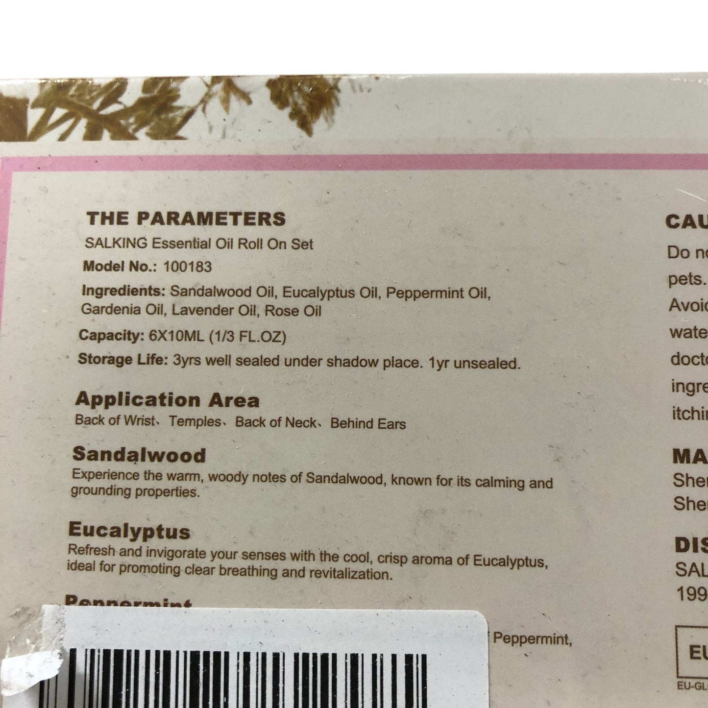 SALKING Essential Oil Roll On Set 6 X 10ML Aromatherapy Gift Set