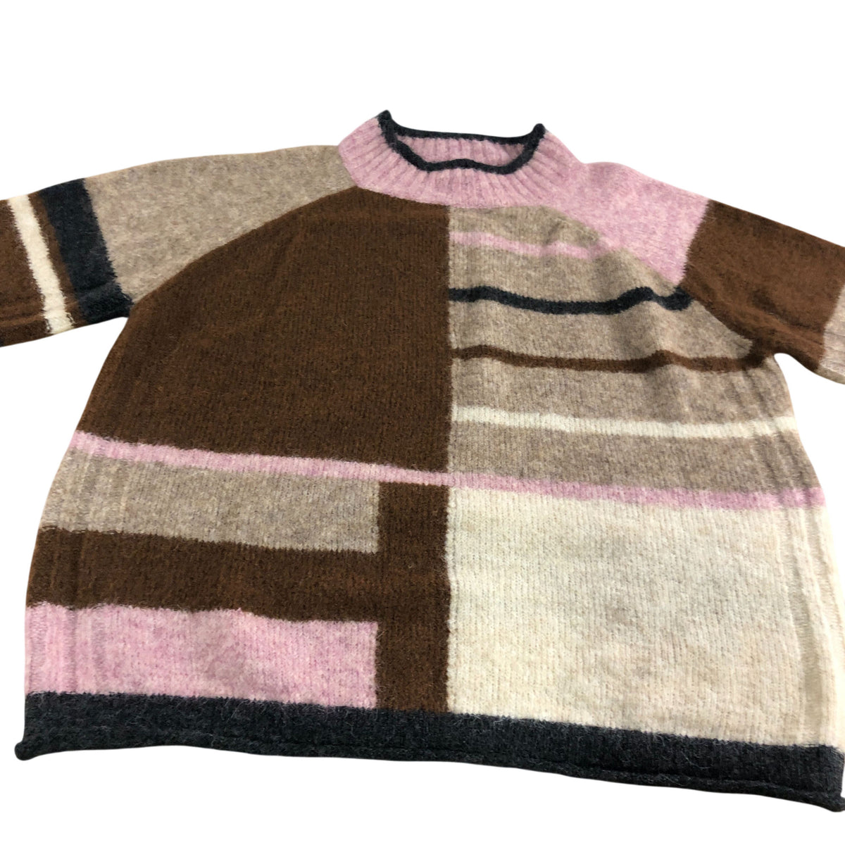 Medway Colourblock Sweater UK20 Women's Knit Jumper Natural Multi