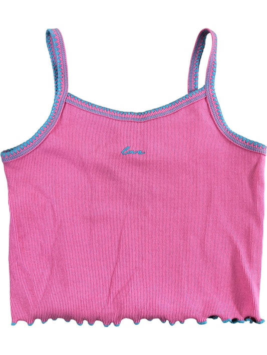 RIVER ISLAND Love Ribbed Vest Top UK9-10 Years Girls Pink Casual Wear