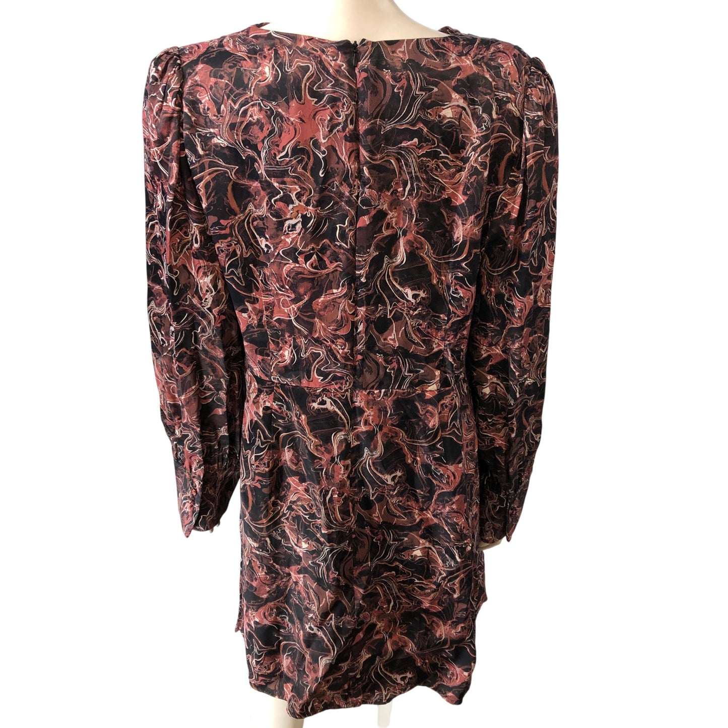 Branded Women's Abstract Print Long Sleeve Dress UK Size 16 Elegant Party Style