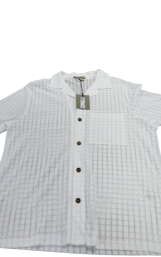 River Island White Short Sleeve Shirt Size M Men's Casual Button Up New