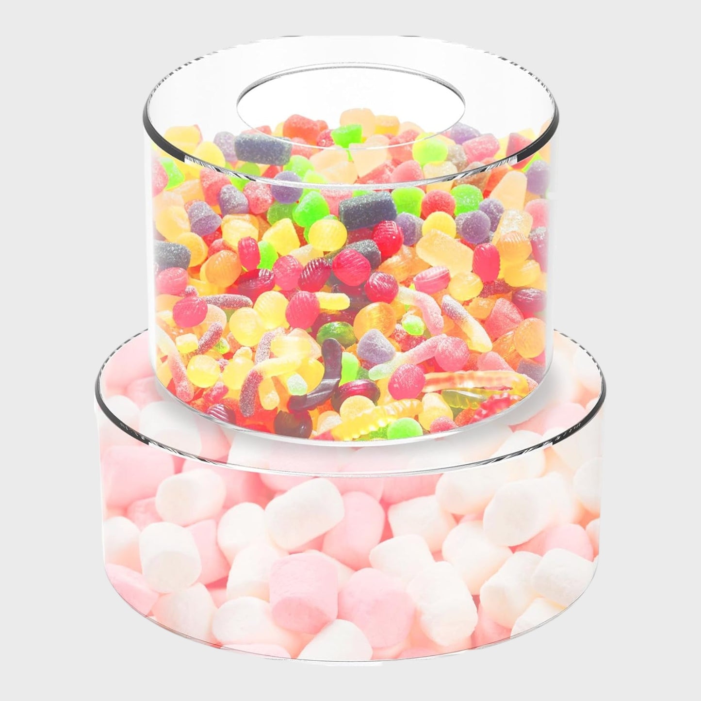 Acrylic Fillable Round Cake Stand with LED Lights - Two Pieces