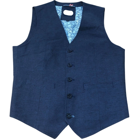 Men's Waistcoat Size Small Stylish Navy Blue Button Up Fashion